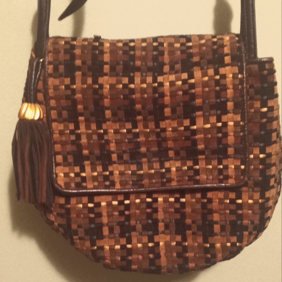 Sharif Brown and Tan Woven Hobo Bag - Picture 1 of 10